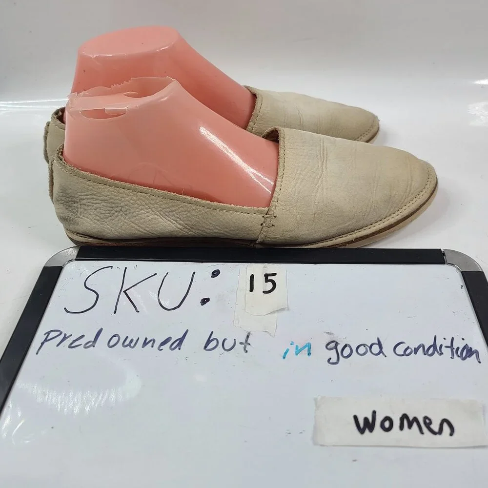 Frye Women's Beige Milly Leather‎ A-Line Slip On Flats Loafers Size US 8.5